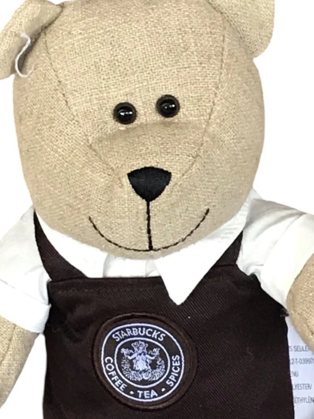 Starbucks Beige Teddy Bear with Dark Brown Apron and Brown Pants